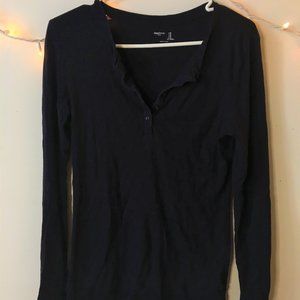 3/4 Button Down Long Sleeve T-shirt